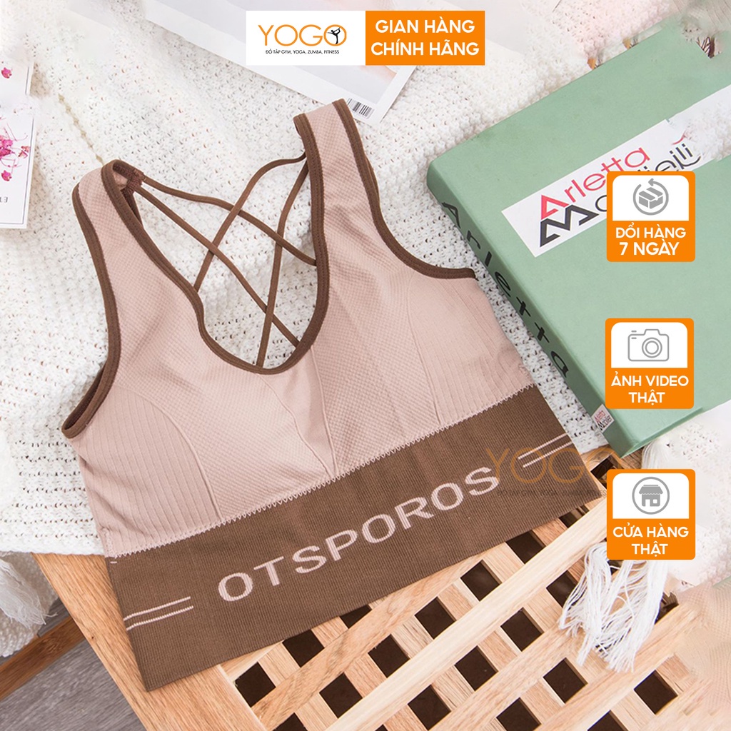 Áo bra tập gym yoga nữ YOGO dây đan chéo lưng ôm body có mút lót đệm ngực co giãn 4 chiều mềm mại G303