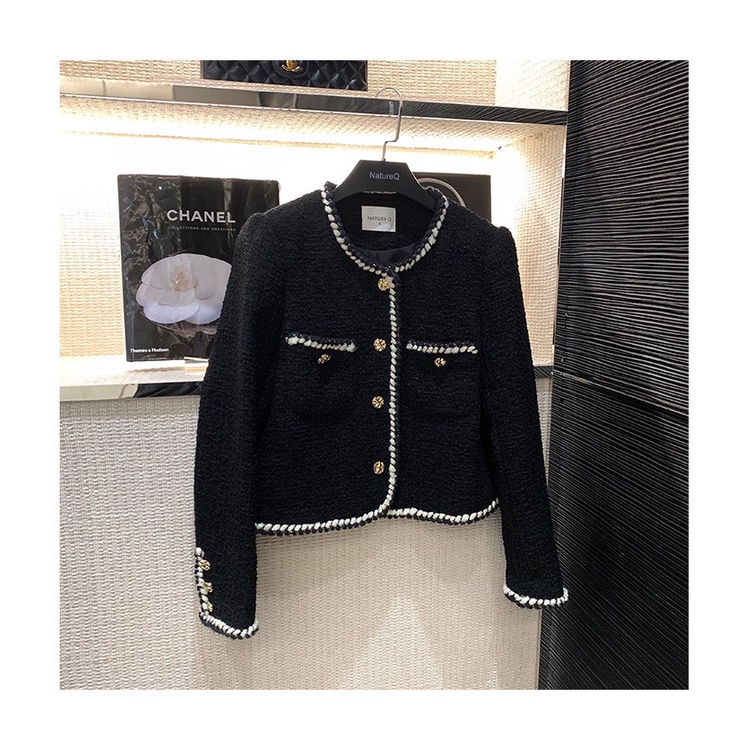 Áo khoác dạ, Áo dạ tweed viền thừng 2 lớp cúc đồng sang chảnh