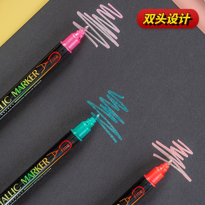 Bút Lông Hai Đầu Bằng Kim Loại Acrylic + 60 Màu Chấm Bi GN6300