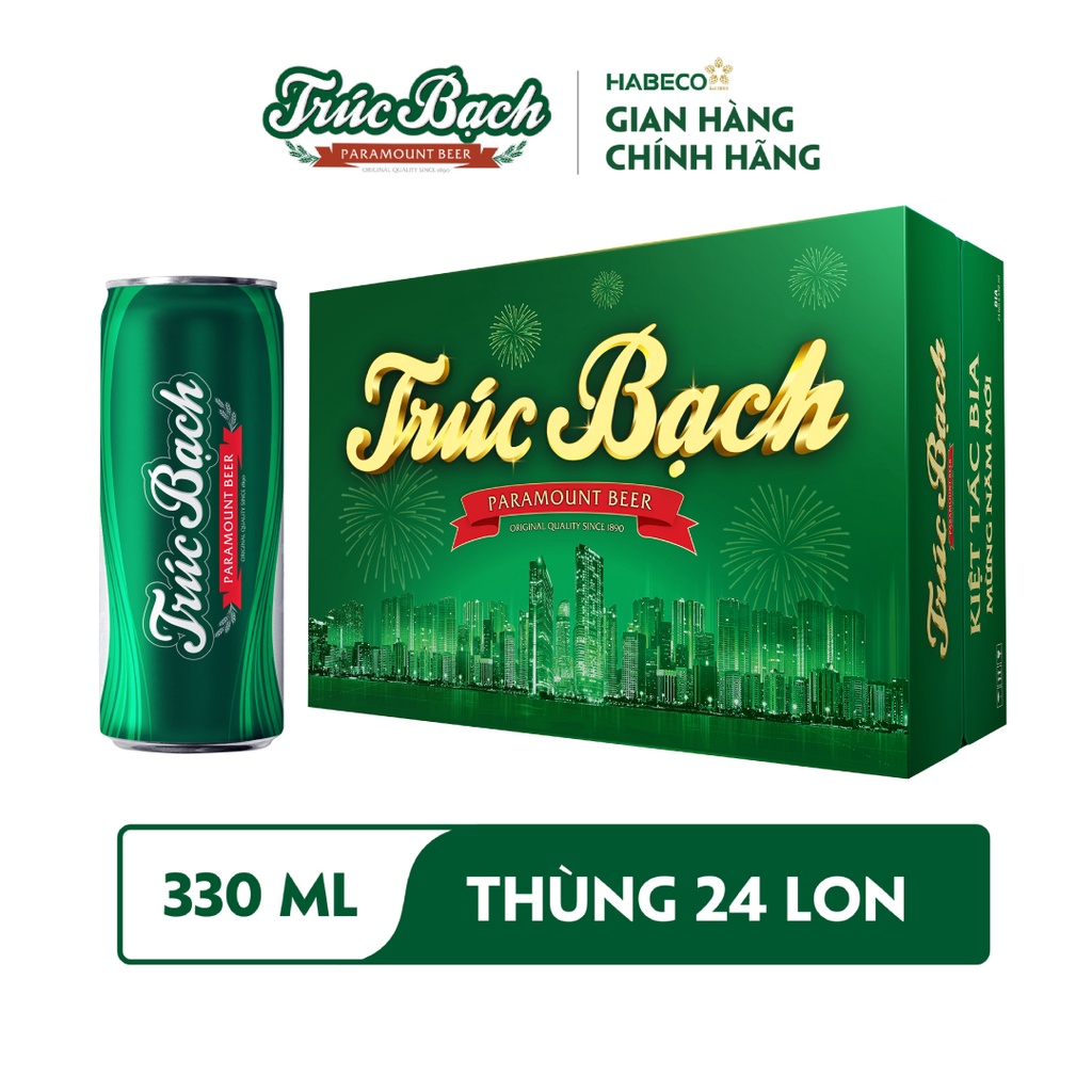 HỎA TỐC HÀ NỘI - COMBO 2 Thùng 24 lon Bia Trúc Bạch – HABECO (330ml/lon) - Phiên bản Tết