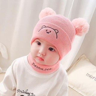 Set mũ len kèm khăn ống mặt cho bé