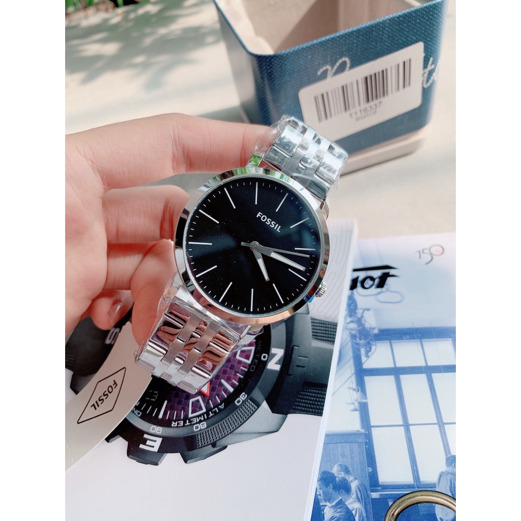 Đồng hồ nam Fossil dây kim loại, mặt đen