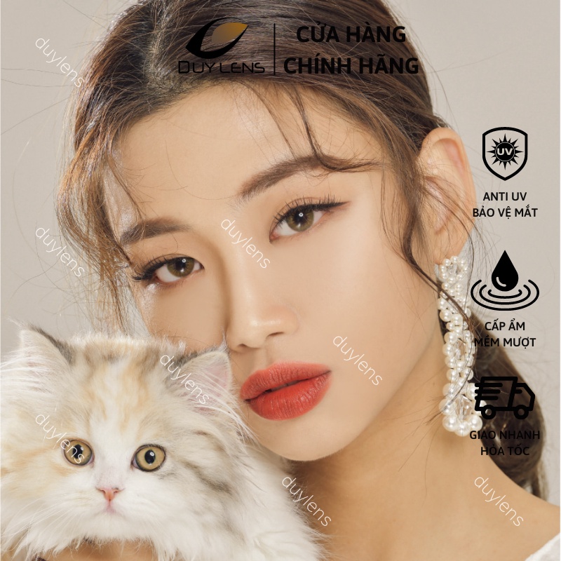 Lens mắt cận nâu rêu USA BROWN 14mm - Kính áp tròng nâu tây Hàn Quốc hạn 1 năm