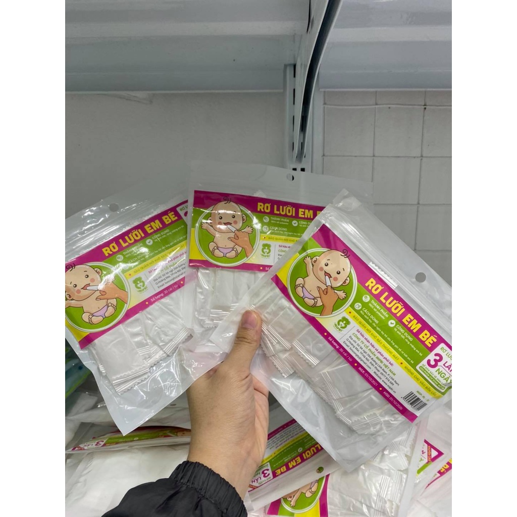Gạc rơ lưỡi cho bé Mipbi 30c, Tưa lưỡi vệ sinh răng miệng cho trẻ sơ sinh