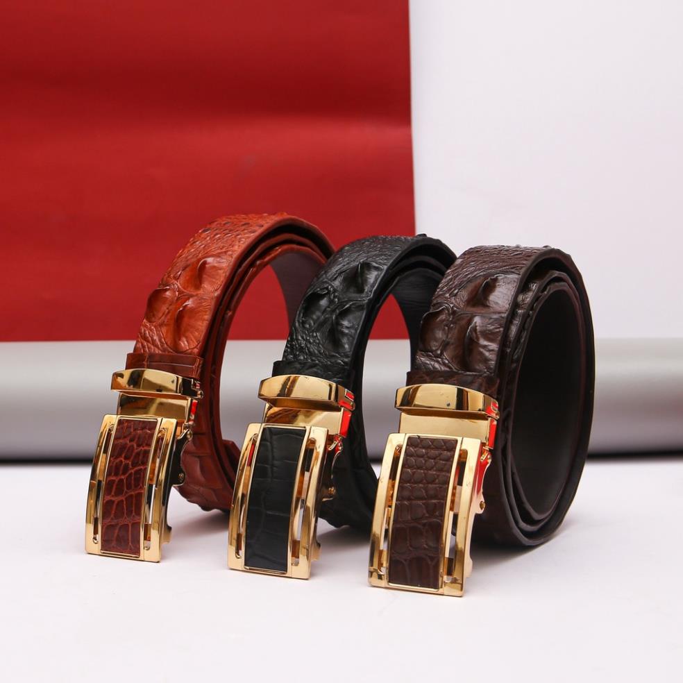 Thắt lưng nam FTT Leather da cá sấu Thái Lan loai dây liền nguyên bản, cam kết da thật 100% *