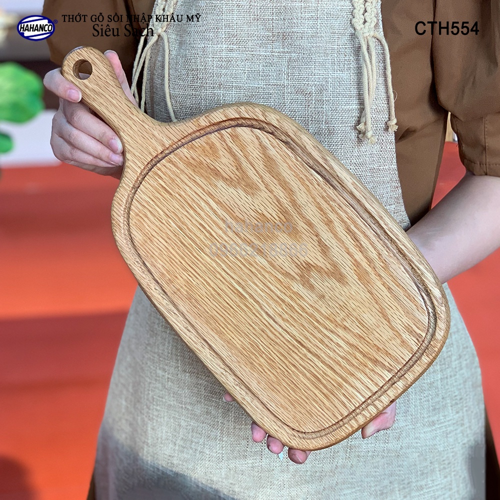 Thớt gỗ Sồi Mỹ (OAK) tay cầm lớn - khay bánh/ bít tết/pizza/phụ kiện ảnh - CTH554