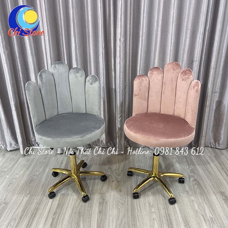Ghế Ngồi Bàn Trang Điểm Cách Điệu Tựa Lưng Múi, Ghế Ngồi LIVESTREAM-MAKEUP Cá Nhân Chân Inox Cao Cấp
