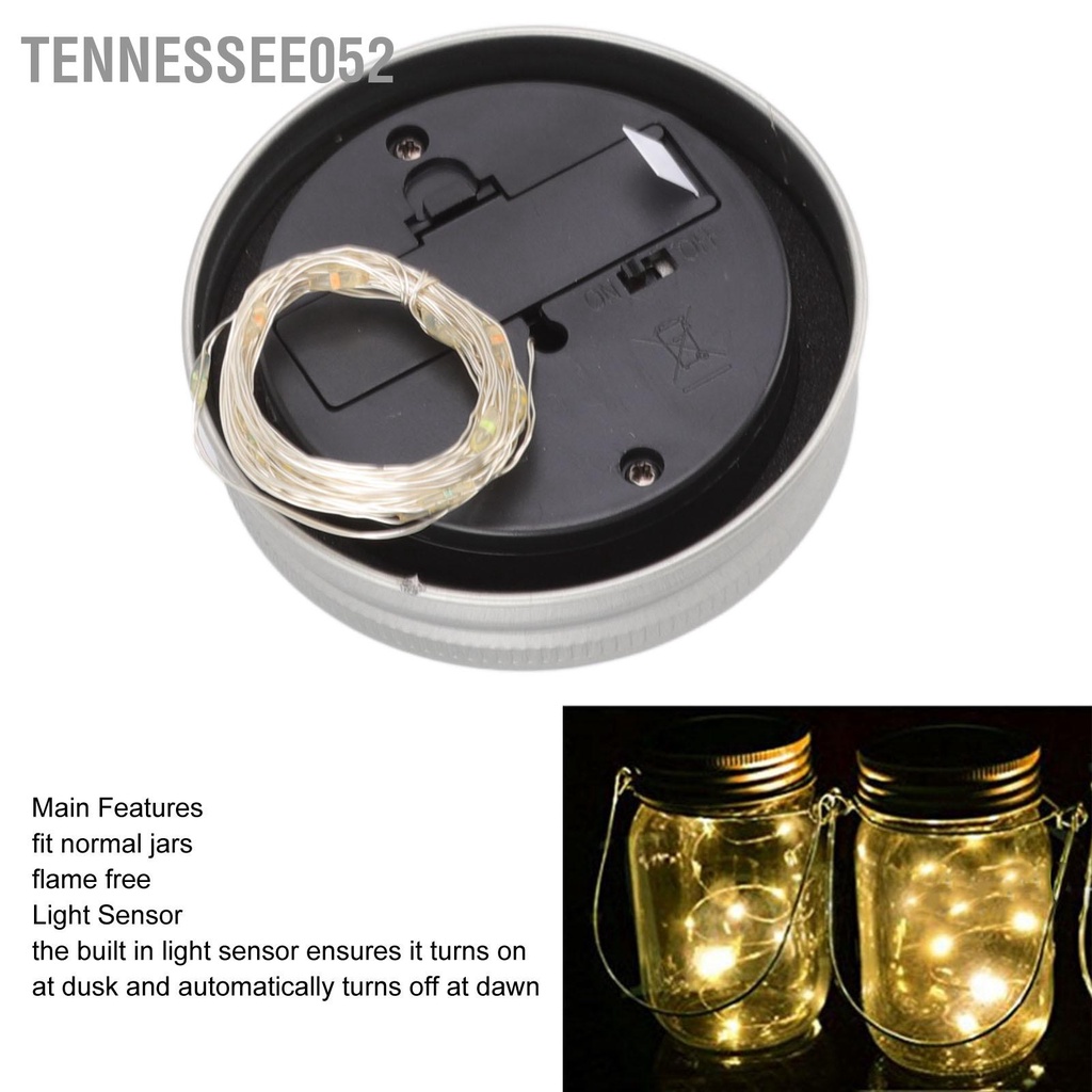 Tennessee052 Nắp bình năng lượng mặt trời ngoài 20 đèn LED 6 Feet Ngọn lửa không thấm nước dây miễn phí cho lọ thường