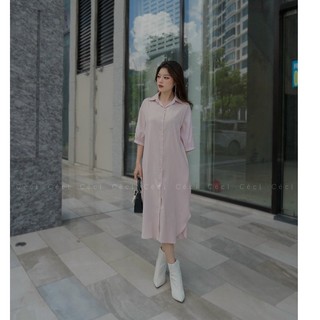 CECI Đầm sơ mi dáng dài basic