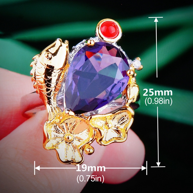 Nhẫn Đính Hôn Đính Đá Zircon Tím Sang Trọng Cho Nữ