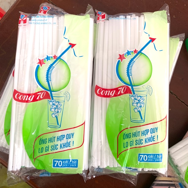 Ống hút nhựa trắng cao cấp gập cong