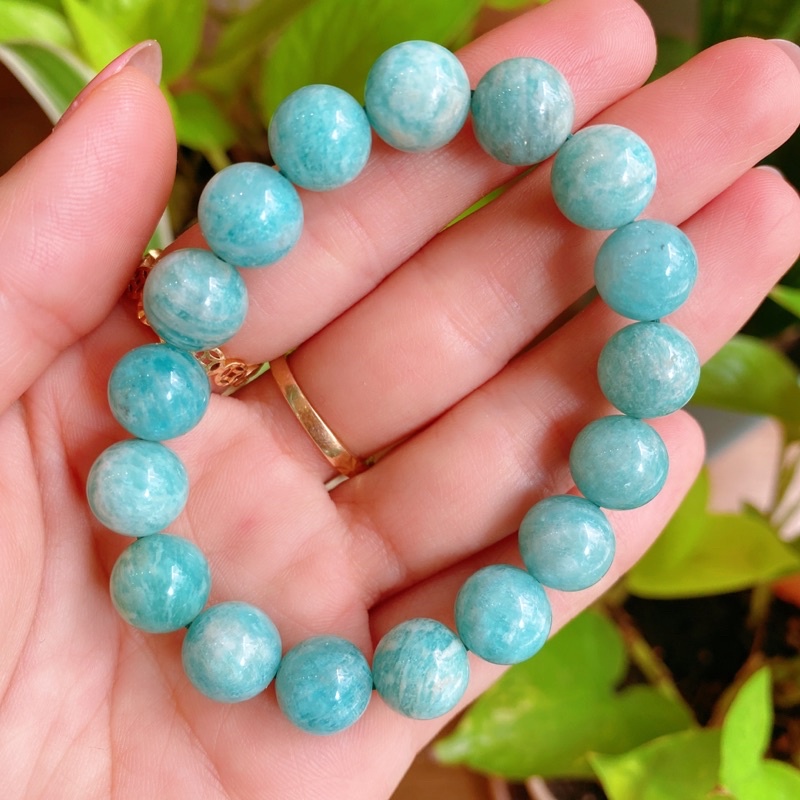 Vòng tay đá Năng Lượng Amazonite, Viên đá yên bình, giảm stress, Healing