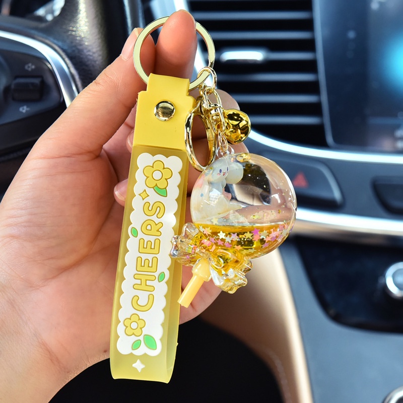 Móc Khóa Hình Kẹo Mút / Chú Chó Yugui Bằng Acrylic Màu Kim Tuyến Dầu Sáng Tạo