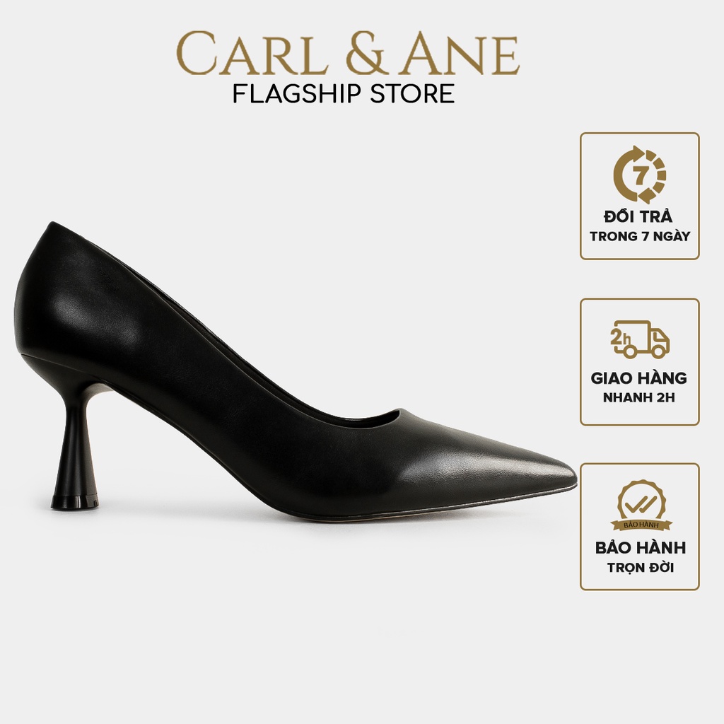 Carl & Ane - Giày cao gót bít mũi thời trang công sở gót nhọn cao 7cm màu đen - CP014