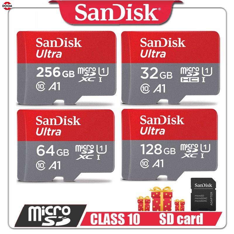 Thẻ Sd Sandisk Ultra128gb 64Gb 32Gb 16Gb 256Gb 512Gb A1 100 MB/giây Class 10 micro Sd99x 【Doom】