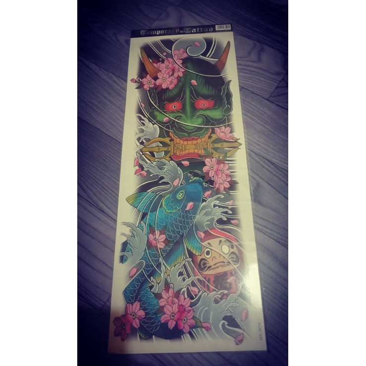 Hình xăm dán xanh nước biển full tay nửa lưng