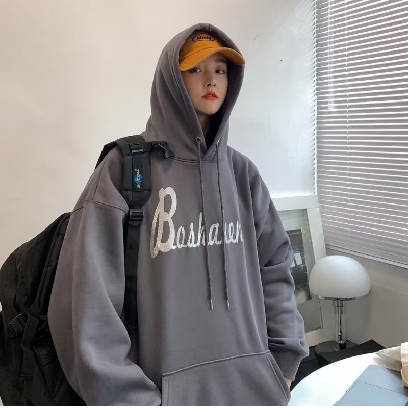 Áo hoodie Dáng Rộng Có In Chữ Thời Trang Phong Cách Hàn Quốc Cho Nam / Nữ