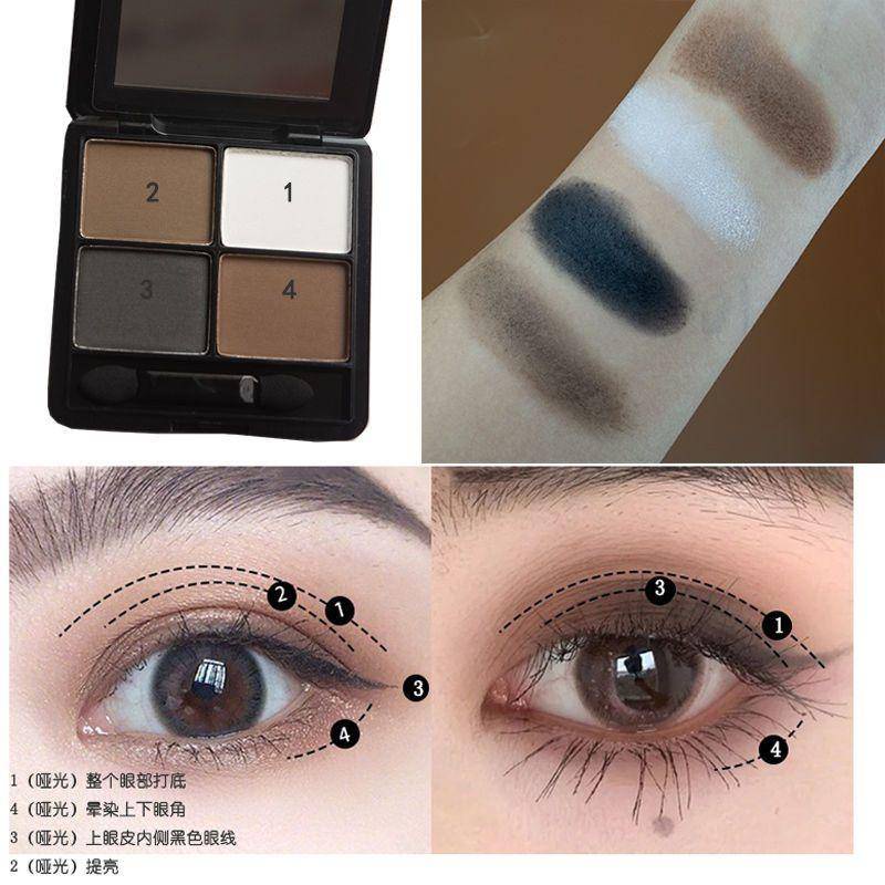 Bảng phấn mắt màu đen / xám đậm / nude chất lượng