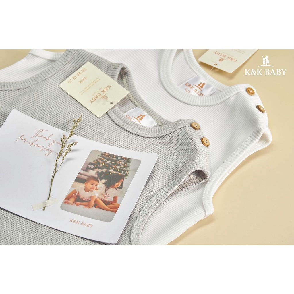 Bodysuit sát nách cho bé vải gân 100% cotton cao cấp - Áo liền quần đáng yêu - K&K Baby
