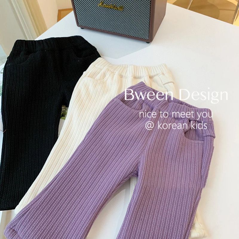 MNGRL Quần Nhung Ống Loe Màu Trơn Thời Trang Hàn Quốc Mùa Thu Cho Bé Gái