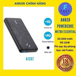 [Bọc vải fabric] Sạc dự phòng ANKER PowerCore Metro Essential 20000 mAh PD  20w a1287 18w - A1281