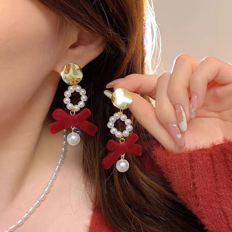 Bông Tai Mạ Bạc 925 Đính Ngọc Trai Thời Trang Thu Đông Cho Nữ