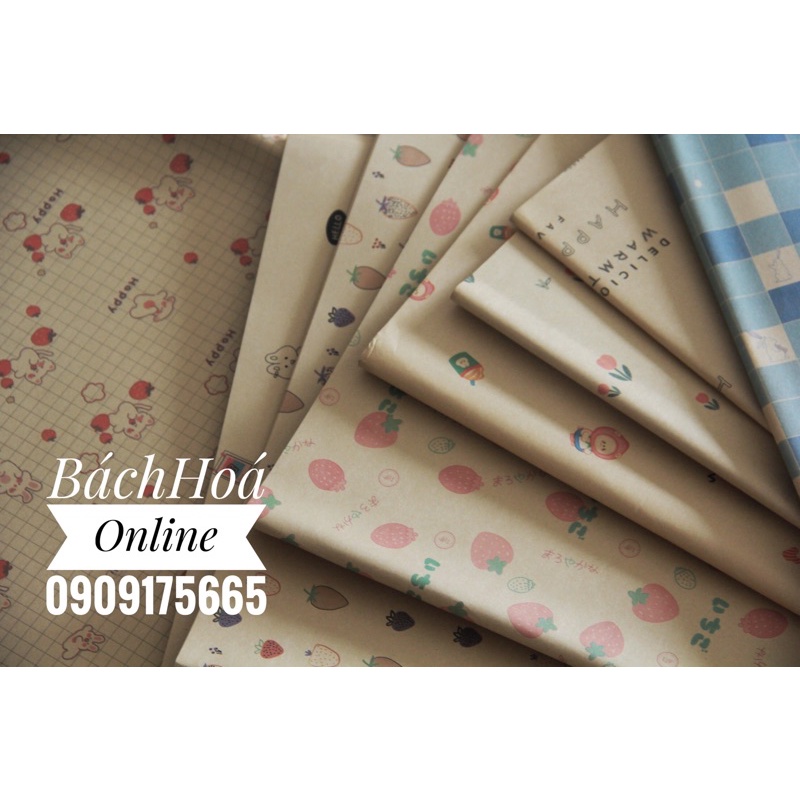 Giấy kraft hoạ tiết vintage - dùng làm sản phẩm hanmade, gói quà, gói hoa, bao 4 quyển tập/vở