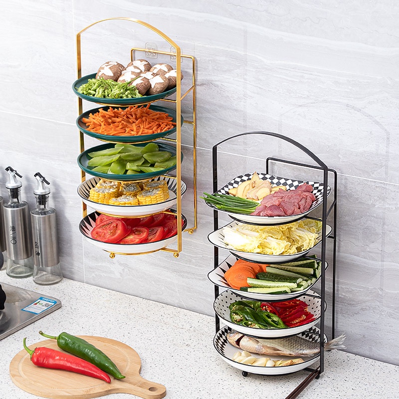 Giá chuẩn bị nhà bếp trên mặt bàn nhiều tầng lưu trữ di động đựng thực phẩm đa năng