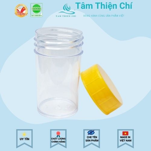 Lọ đựng mẫu nắp màu vàng không nhãn Hồng Thiện Mỹ túi 10 cái