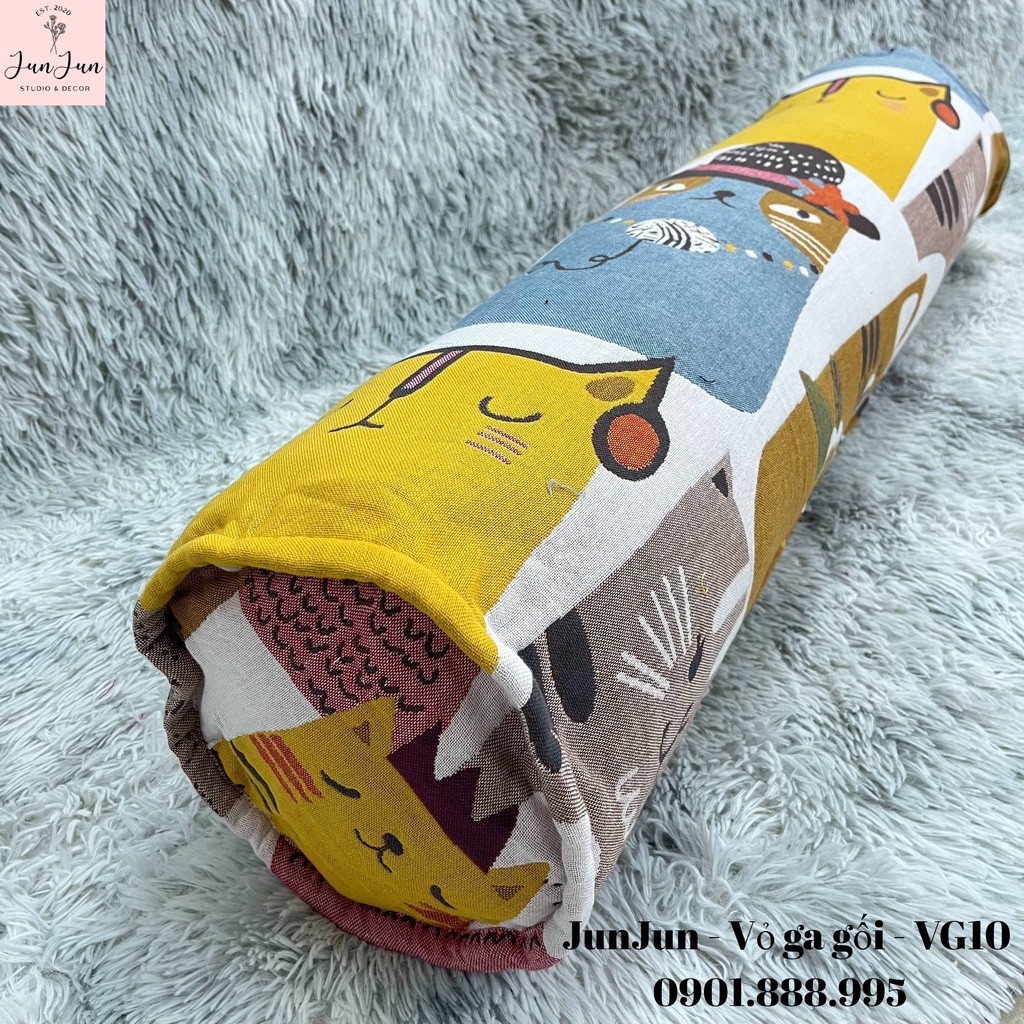 [SALES SỐC]V10_Vỏ gối ôm vải Xô Cotton Organic cao cấp có khoá kéo