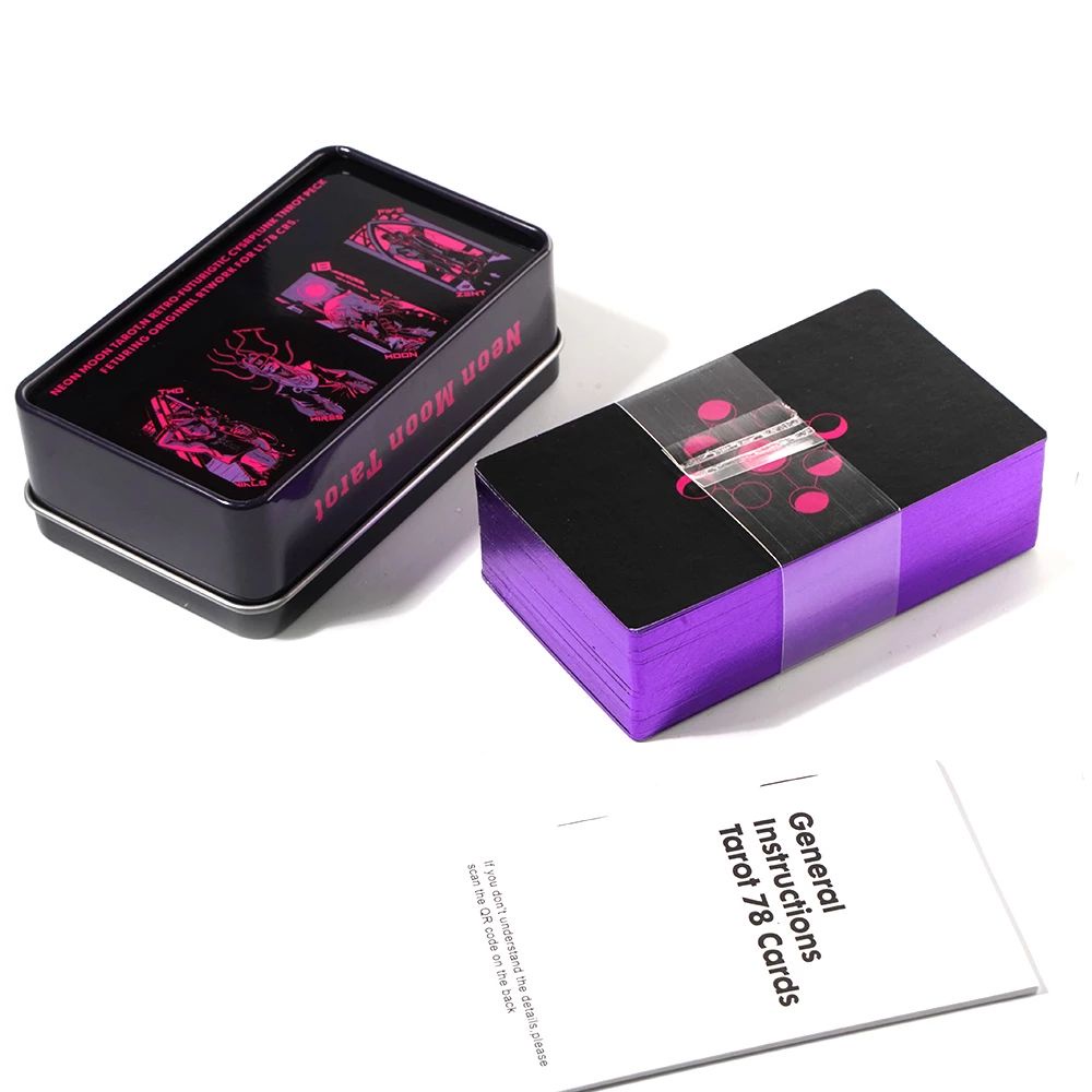 Bộ Bài Neon Moon Tarot Hộp Sắt Nifoki