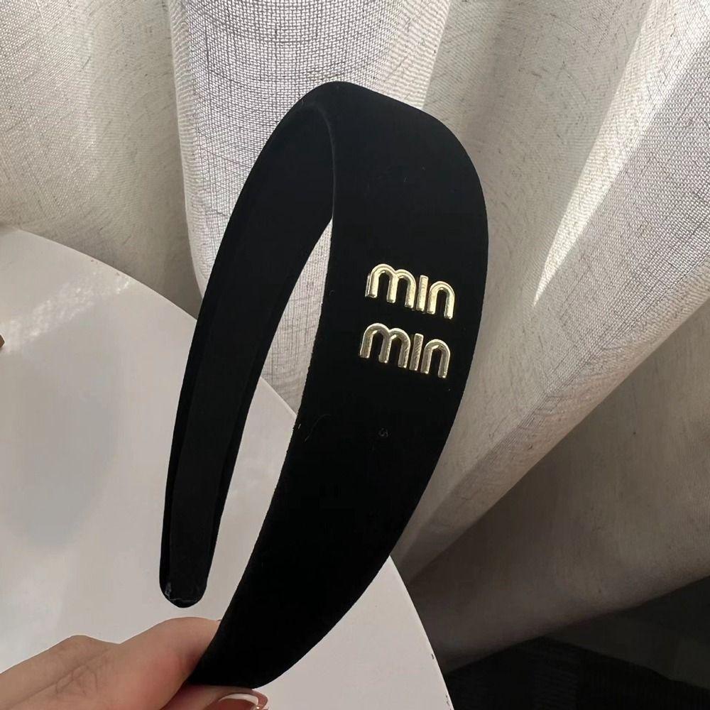 ANEMONE Băng đô cài tóc rửa mặt Bằng Nhung Màu Đen / Vàng In Chữ Phong Cách Hàn Quốc Cho Nữ