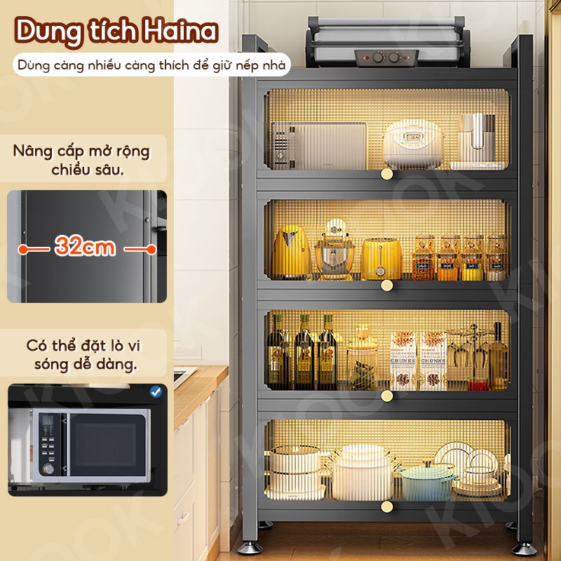 KIOOK Kệ Nhà Bếp Kệ Để Đồ 4/5 Tầng 70cm Có Bánh Xe Chống Bụi Dung tích lớn