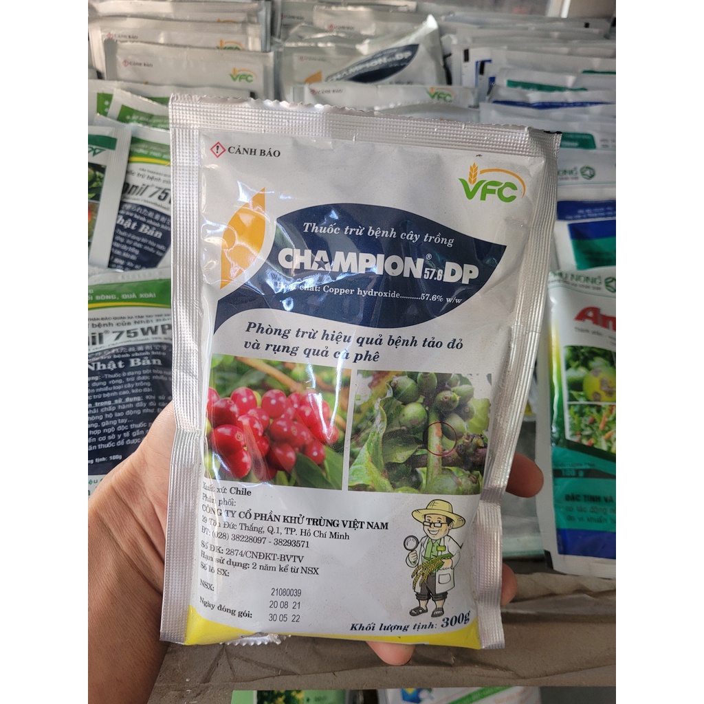CHAMPION 57.6DP - gói 300gr - Thuốc trừ bênh nấm hồng, thán thư