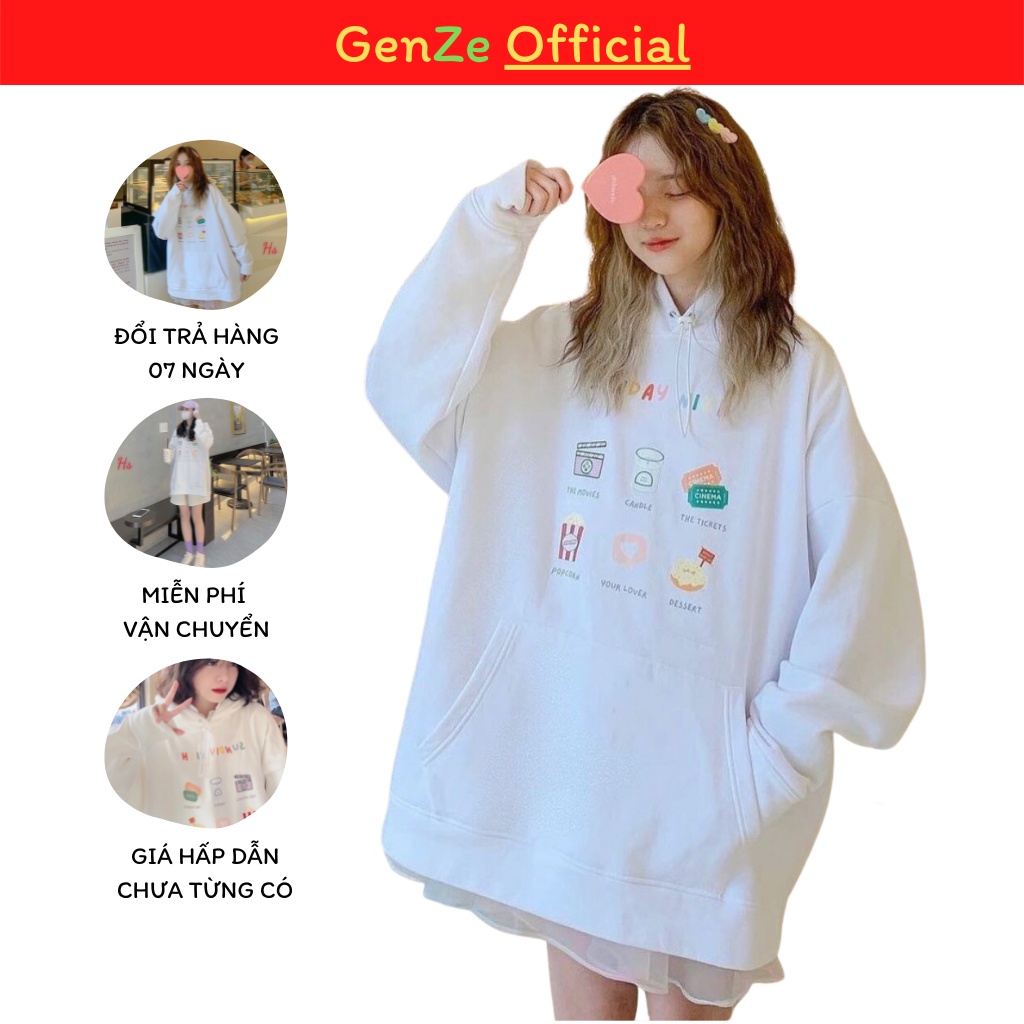Áo Hoodie Tay Dài Sweater Sundaynight Phong Cách Trẻ Trung Unisex Nam Nữ Genze.Official 1176