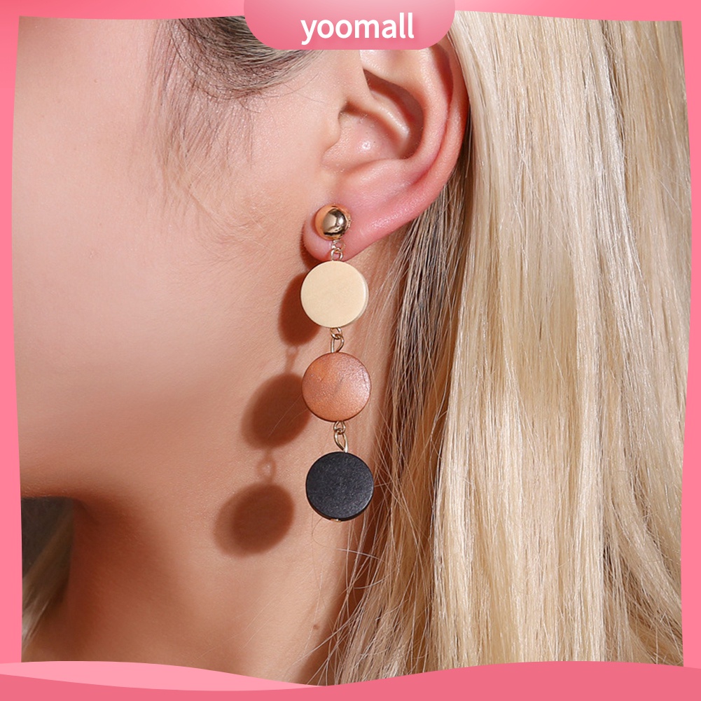 Bông Tai Hình Tròn Bằng Gỗ Thời Trang Dành Cho Nữ