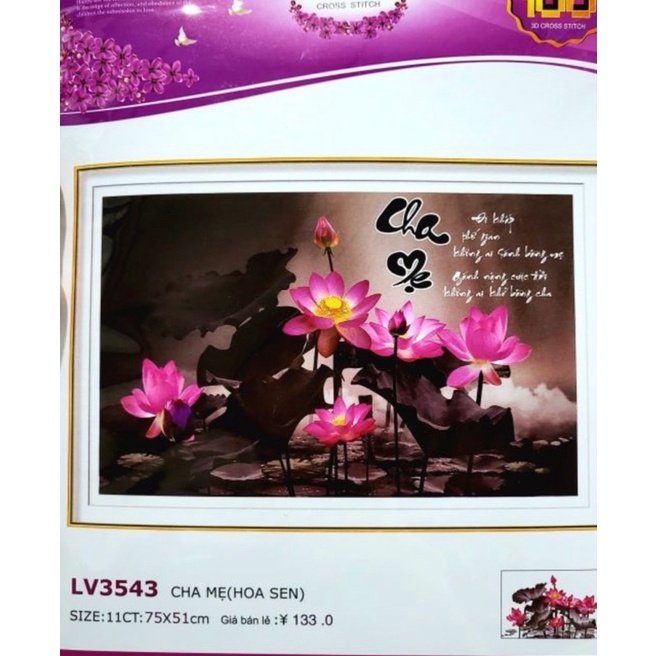 tranh thêu chữ thập cha mẹ LV3543