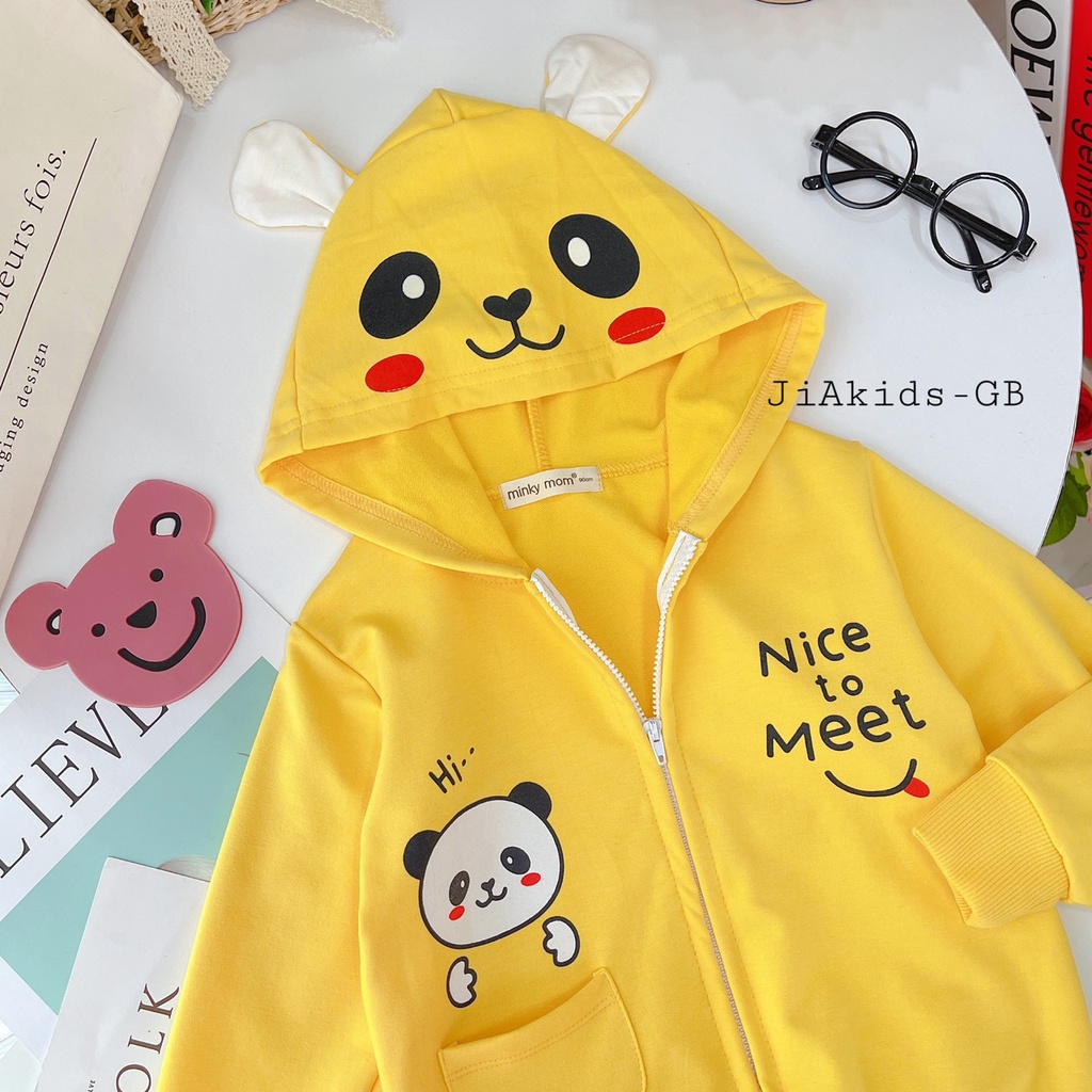 Áo Khoác Dài Tay Vải Da Cá MINKY MOM Chủ Đề Động Vật Nice To Meet You Cho Bé AN-03