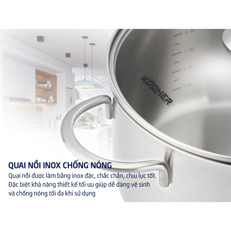 Bộ nồi từ 5 món Kocher Munich - Hàng mới 100% - Bảo hành 24 tháng