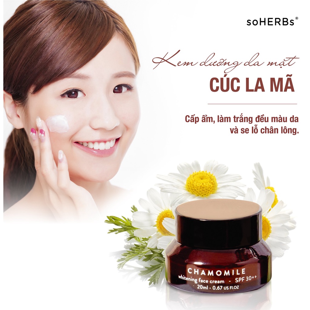 Kem Dưỡng Da Mặt Cúc La Mã SOHERBS Chamomile Whitening Face Cream 20ml