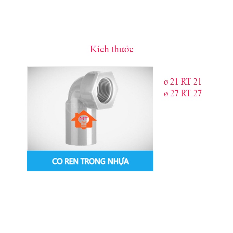Co 90 độ  PVC Bình Minh 21, 27 ren trong, 27 Ren trong 21 PVC Đạt Hòa  Co 90 độ nối ống Ren trong 21