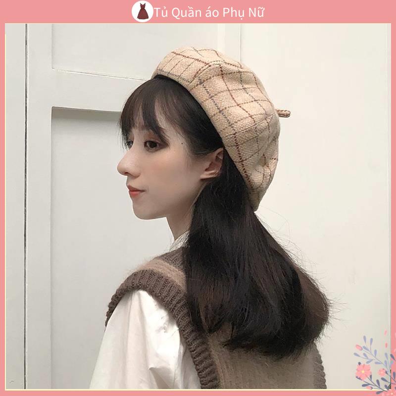 Mu Len Pha C Ch Th i Trang Mũ Beret Họa Sĩ Anh Quốc Đơn Giản Dễ Phối Đồ Kẻ Sọc Phong Cách Retro Nhật Bản Thường Ngày Cho Nữ