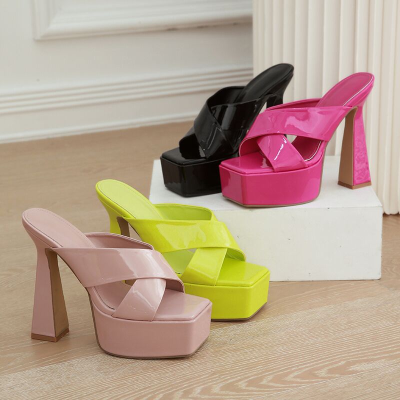 Giày Cao Gót Da Bóng Đế Dày Thời Trang Size 35-42