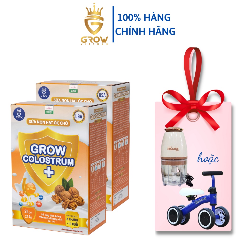 Combo 2 hộp sữa non óc chó Grow Colostrum thúc đẩy phát triển não bộ, tăng trí thông minh