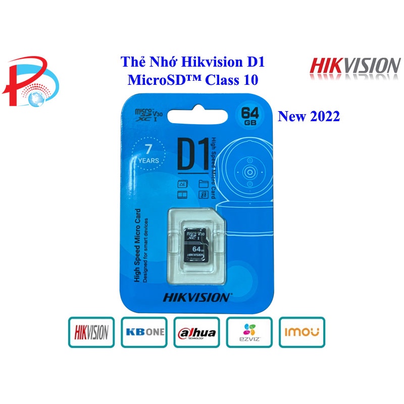 Thẻ Nhớ Camera Hikvision 128Gb /64G/32GB Class 10 D1 Xanh, Tốc Độ Cao dùng cho Camera, Điện Thoại - Hàng chính hãng