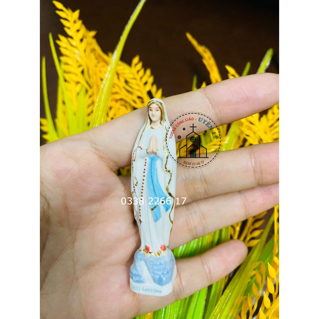 421.Tượng công giáo - Mẹ ban ơn gốm sứ 7cm trắng