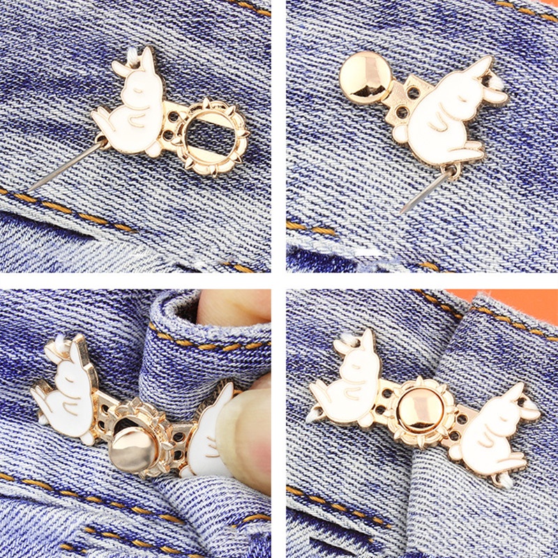 1 Cặp Nút Kim Loại Hình Thỏ Hoạt Hình Có Thể Tháo Rời Tự Khâu Quần Áo