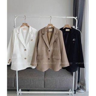 Áo blazer 2 lớp có đệm vai, áo khoác blazer viền ngực CÓ CÚC form rộng loại 1