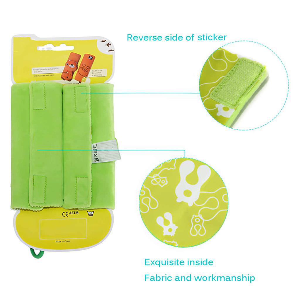 Set 2 Đệm Móc Treo Dây Đai An Toàn Xe Hơi Hình Ếch Xanh Lá Mềm Mại Bảo Vệ Vai Cho Trẻ Em