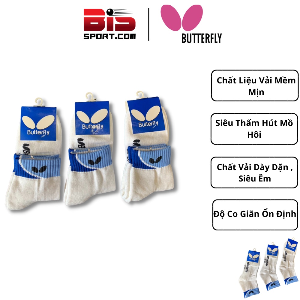 Vớ Thể Thao Cầu Lông Bóng Bàn Butterfly Cao Cấp - Vải Dày , Êm Ái , Chống Trơn Trợt - Siêu Thấm Hút Mồ Hôi